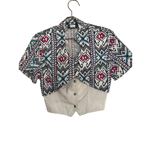 RoughRider Tops - RoughRider Women's Multicolor Cotton V-neckline Button Front Shirt Top Size XS